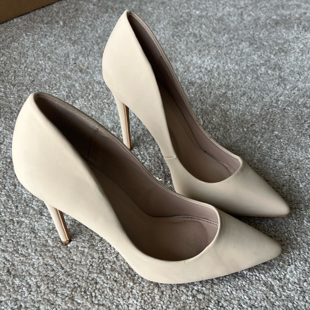 Nude suede heels